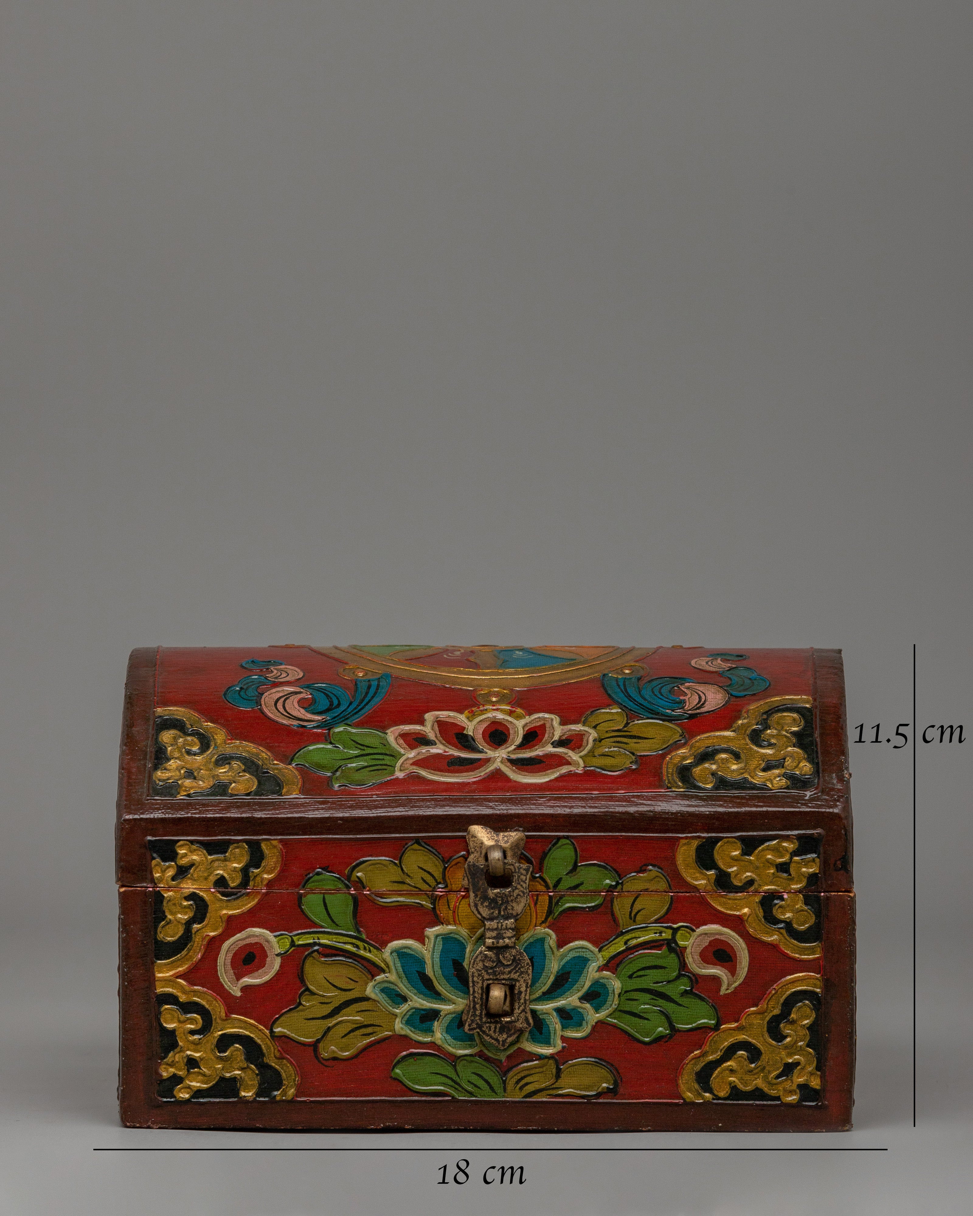 Traditional Tibetan Decorative Treasure Box | Handcrafted Wooden Chest