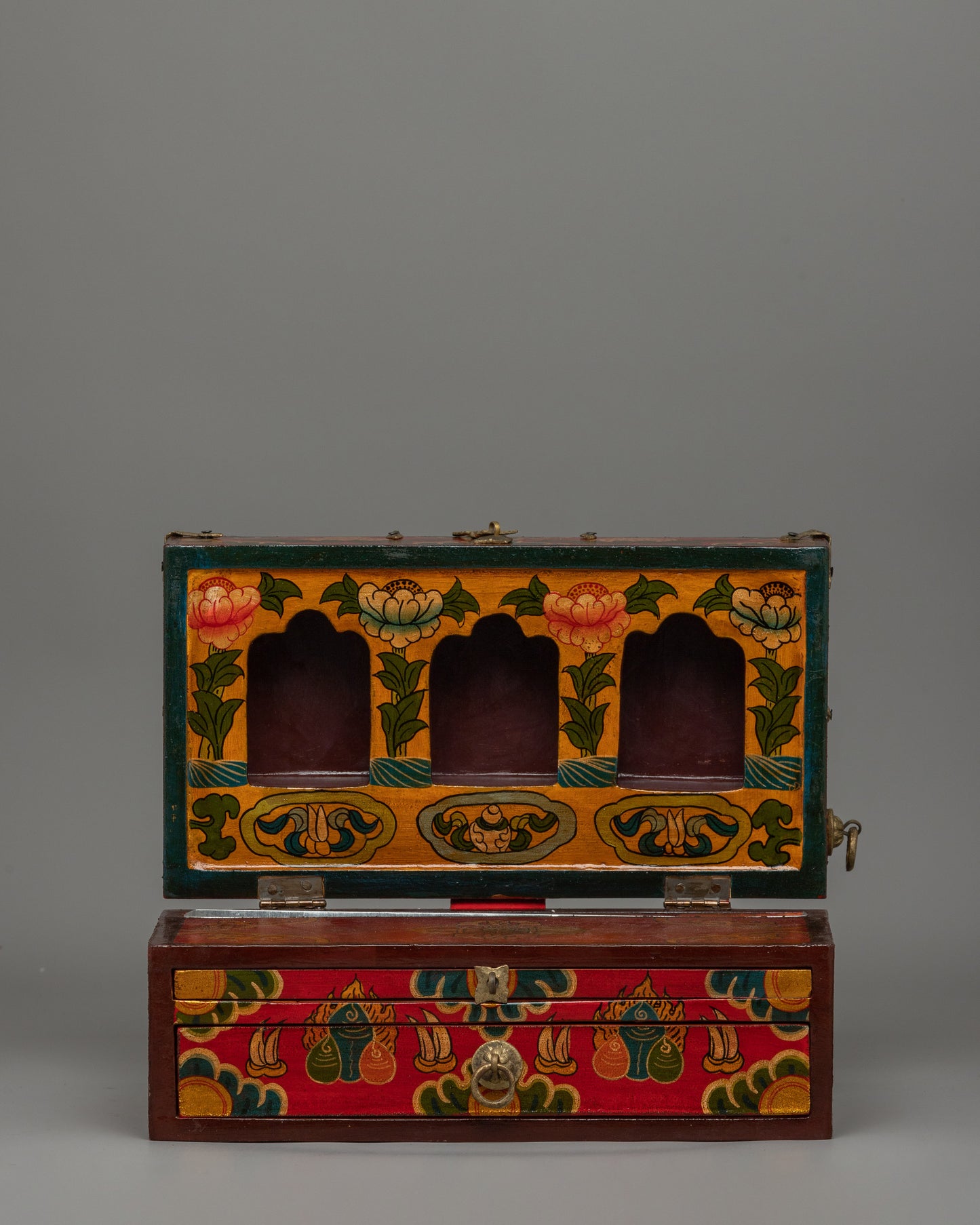 Hmalayan Red Box Altar | Decorative Spiritual Storage