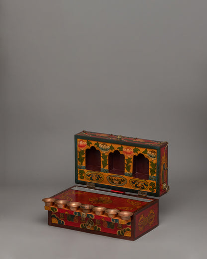 Hmalayan Red Box Altar | Decorative Spiritual Storage