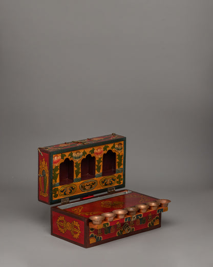 Hmalayan Red Box Altar | Decorative Spiritual Storage