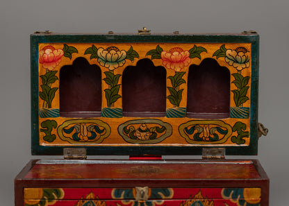 Hmalayan Red Box Altar | Decorative Spiritual Storage