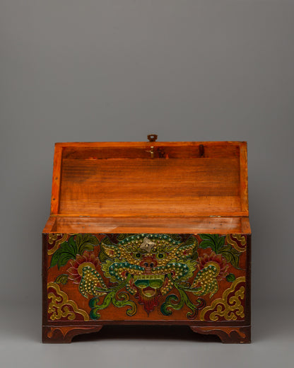 Wooden Tibetan Box | A Sacred Storage Piece