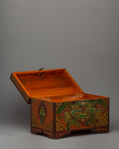 Wooden Tibetan Box | A Sacred Storage Piece