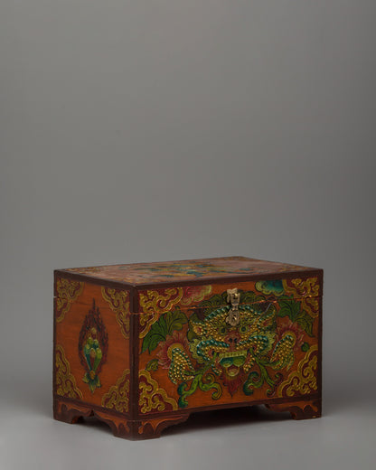 Wooden Tibetan Box | A Sacred Storage Piece