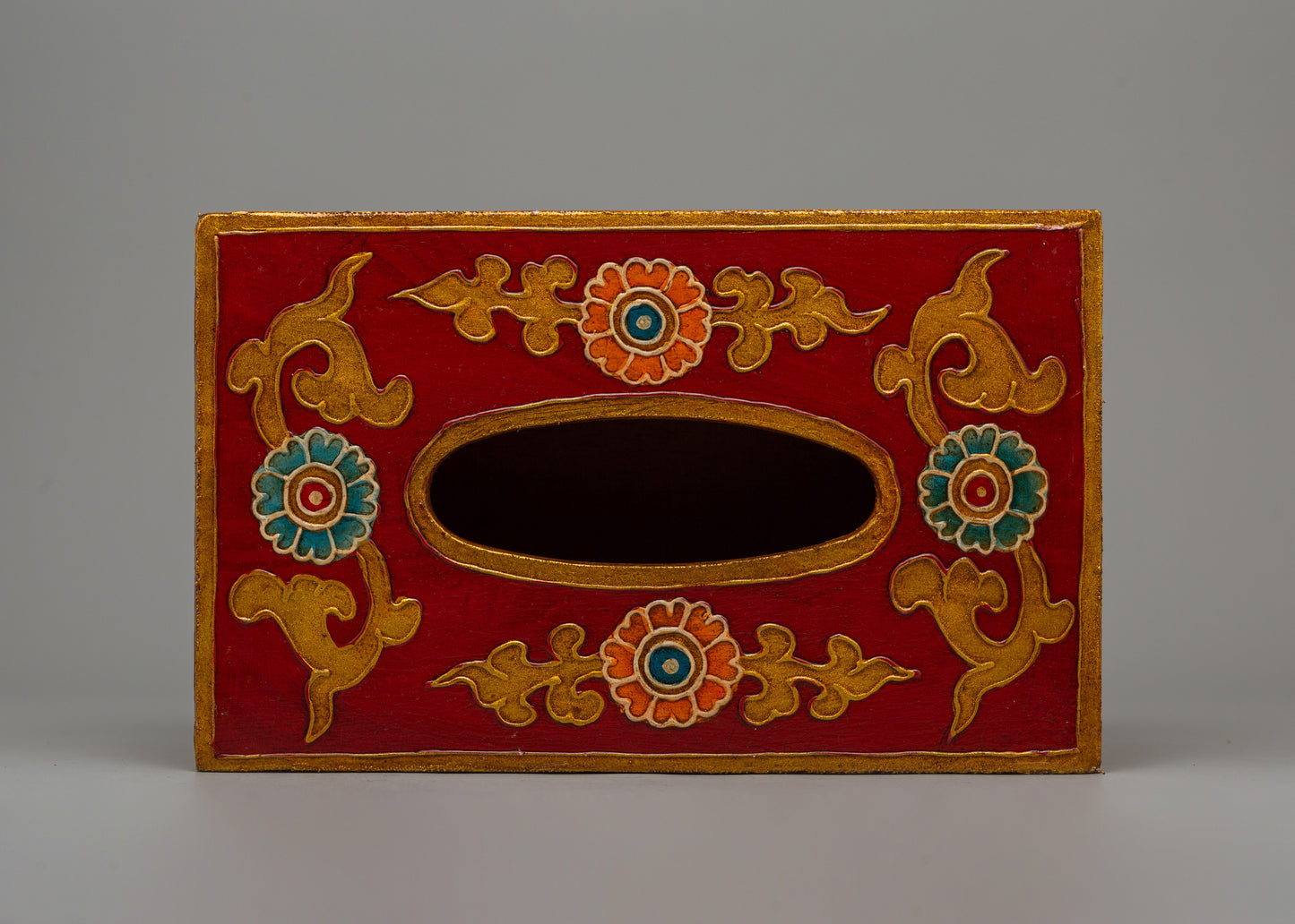 Hand-Carved Wooden Tissue Holder | Traditional Decor