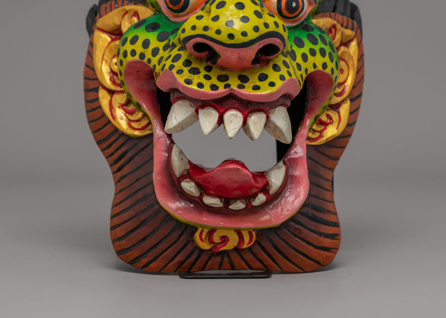 Traditional Snow Lion Mask | Hand-Painted Wooden Mask for Collectors