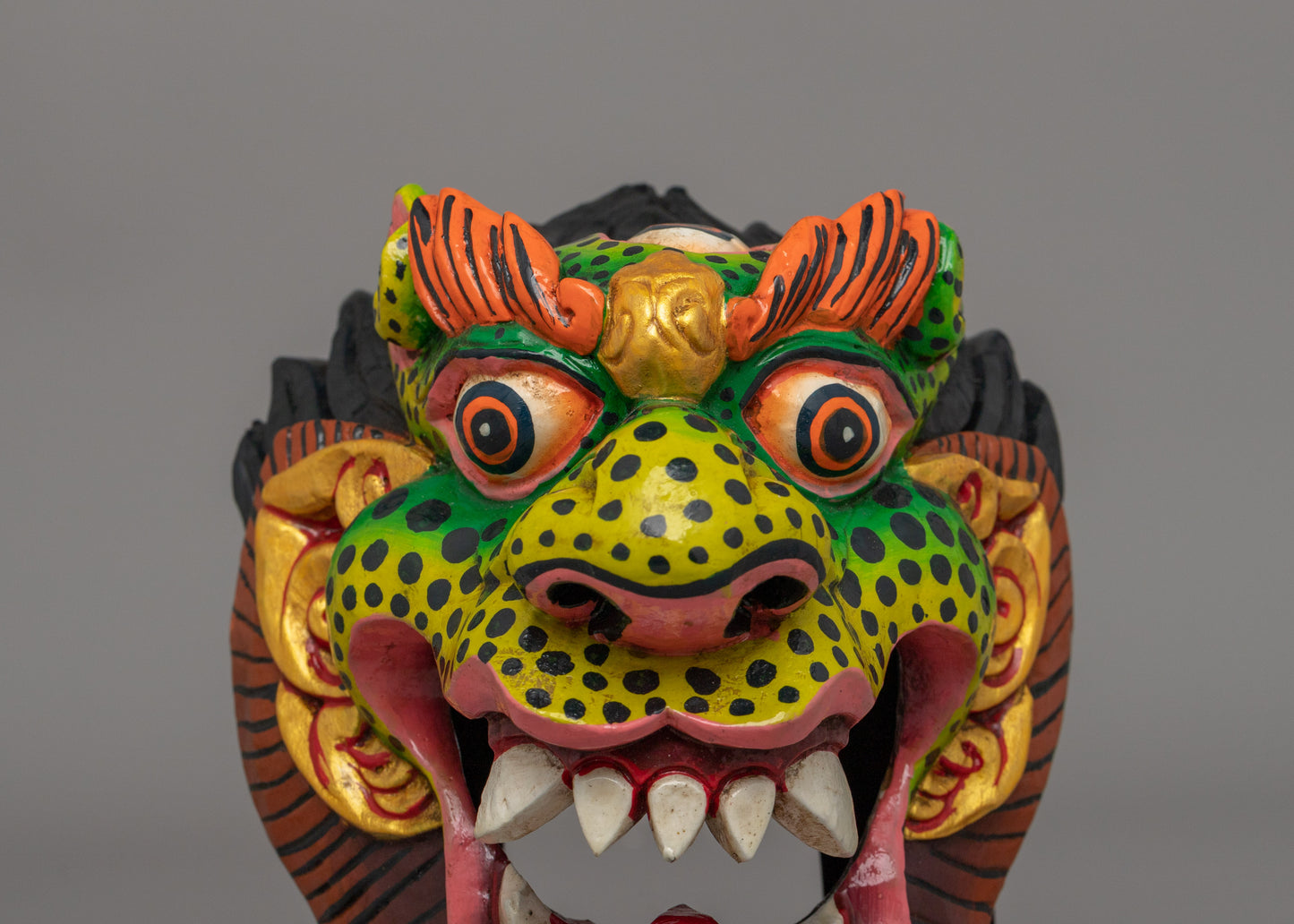 Traditional Snow Lion Mask | Hand-Painted Wooden Mask for Collectors