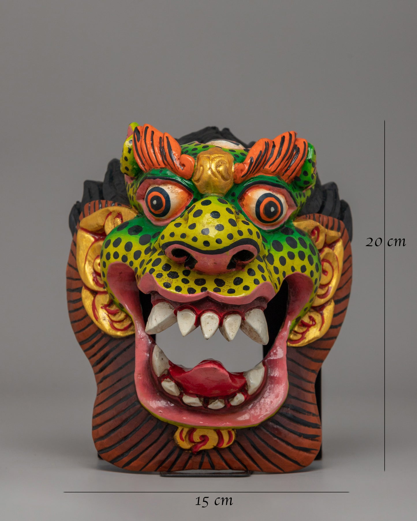 Traditional Snow Lion Mask | Hand-Painted Wooden Mask for Collectors