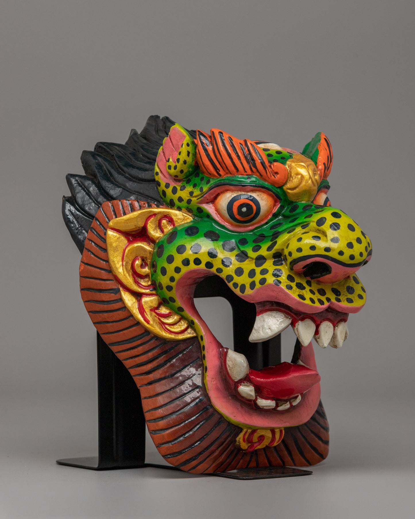 Traditional Snow Lion Mask | Hand-Painted Wooden Mask for Collectors