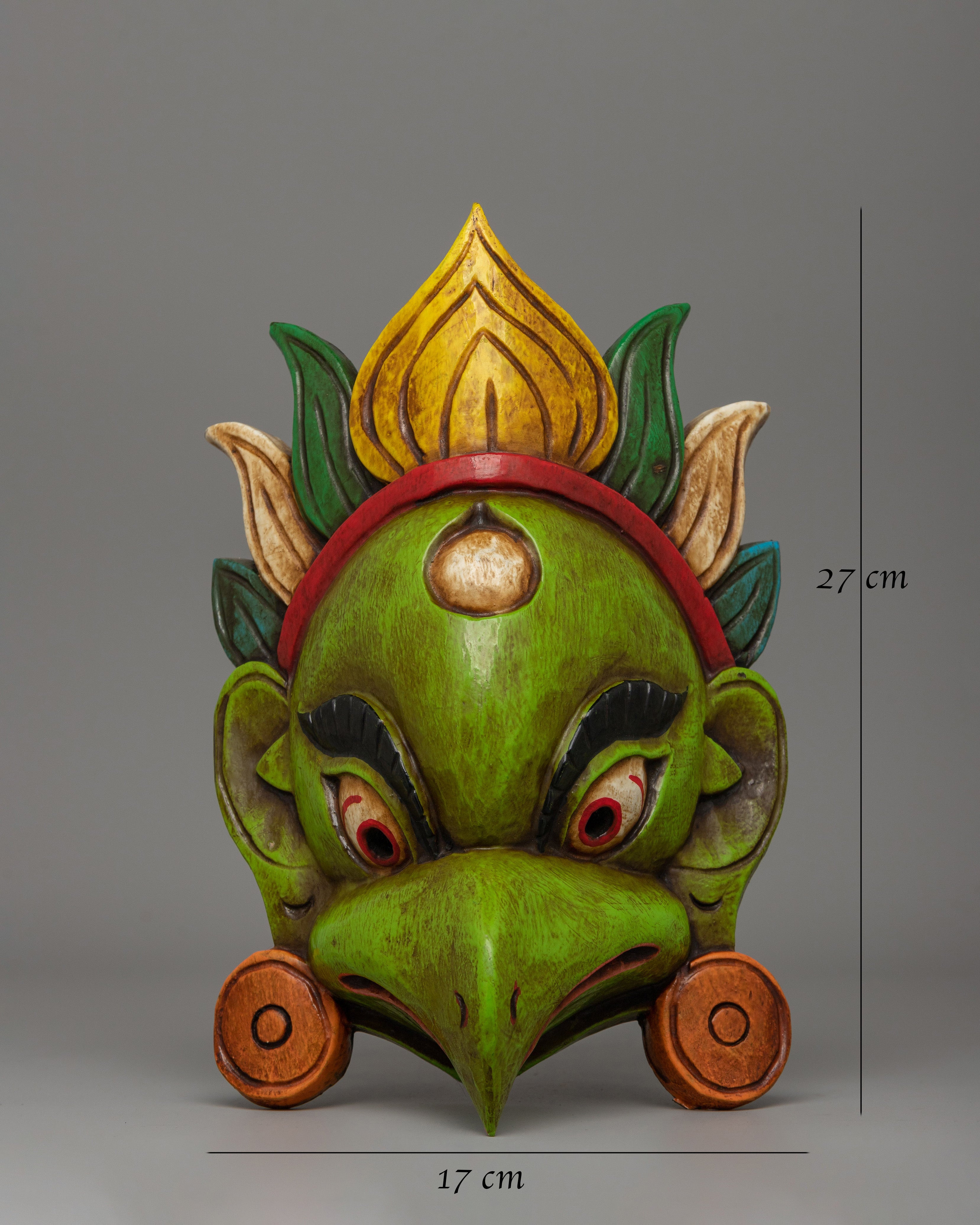 Green Garuda Mask | Handcrafted Wooden Spiritual Mask