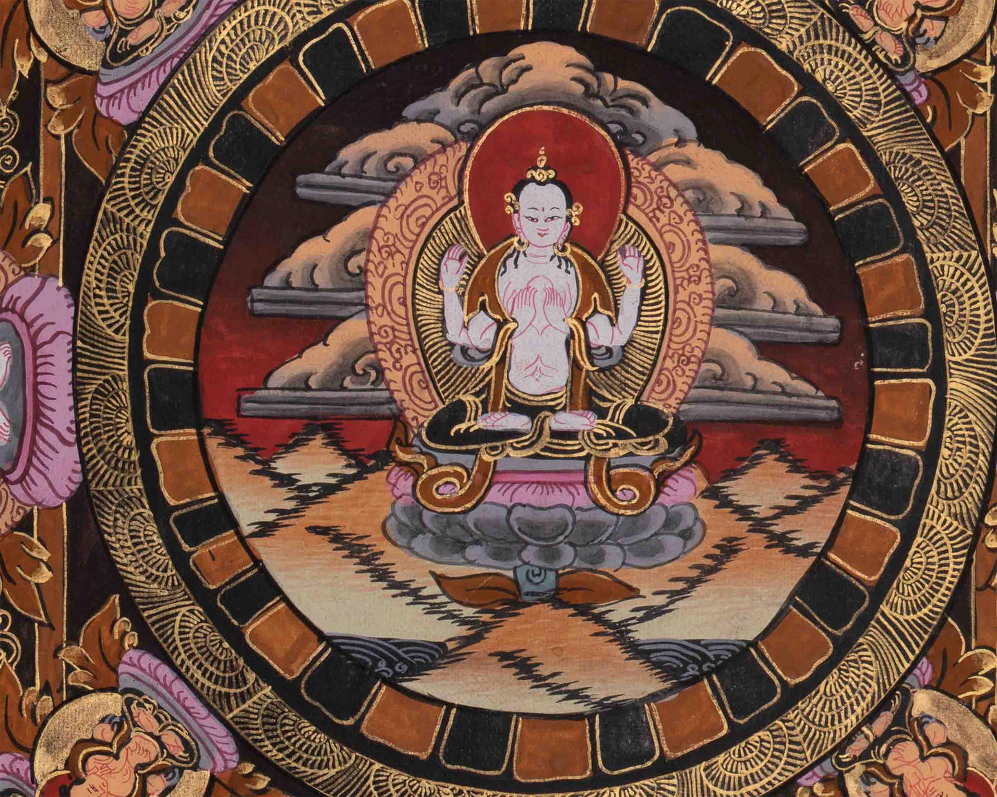 Four Armed Chenrezig Mandala Thangka | Four Armed Chenrezig Mandala Thangka