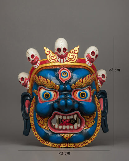 Wrathful Bhairav Mask | Handcrafted Wooden Spiritual Artifact