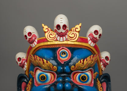 Wrathful Bhairav Mask | Handcrafted Wooden Spiritual Artifact