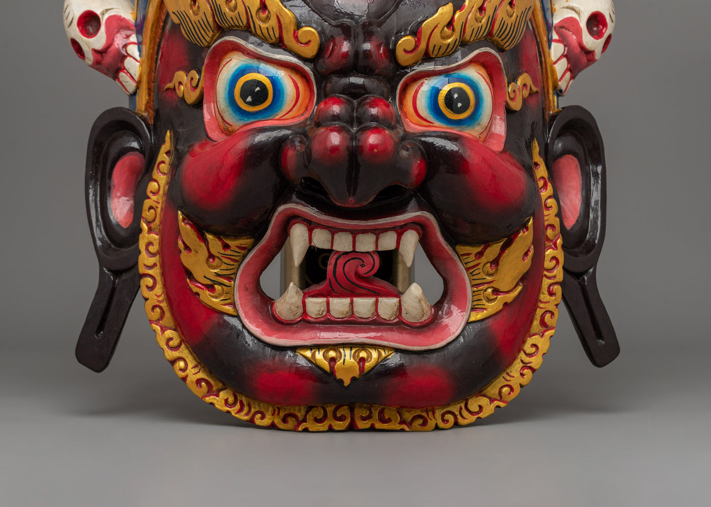 Wrathful Bhairav Mahakala Mask | Handcrafted Wooden Spiritual Artifact