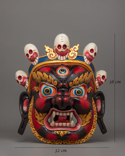 Wrathful Bhairav Mahakala Mask | Handcrafted Wooden Spiritual Artifact