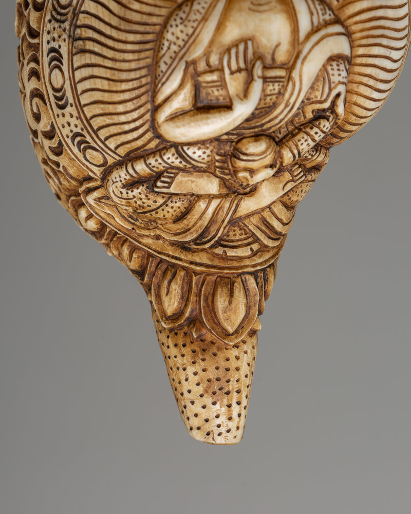 Conch Shell with Buddha Carvings | A Sacred Ritual Artifact