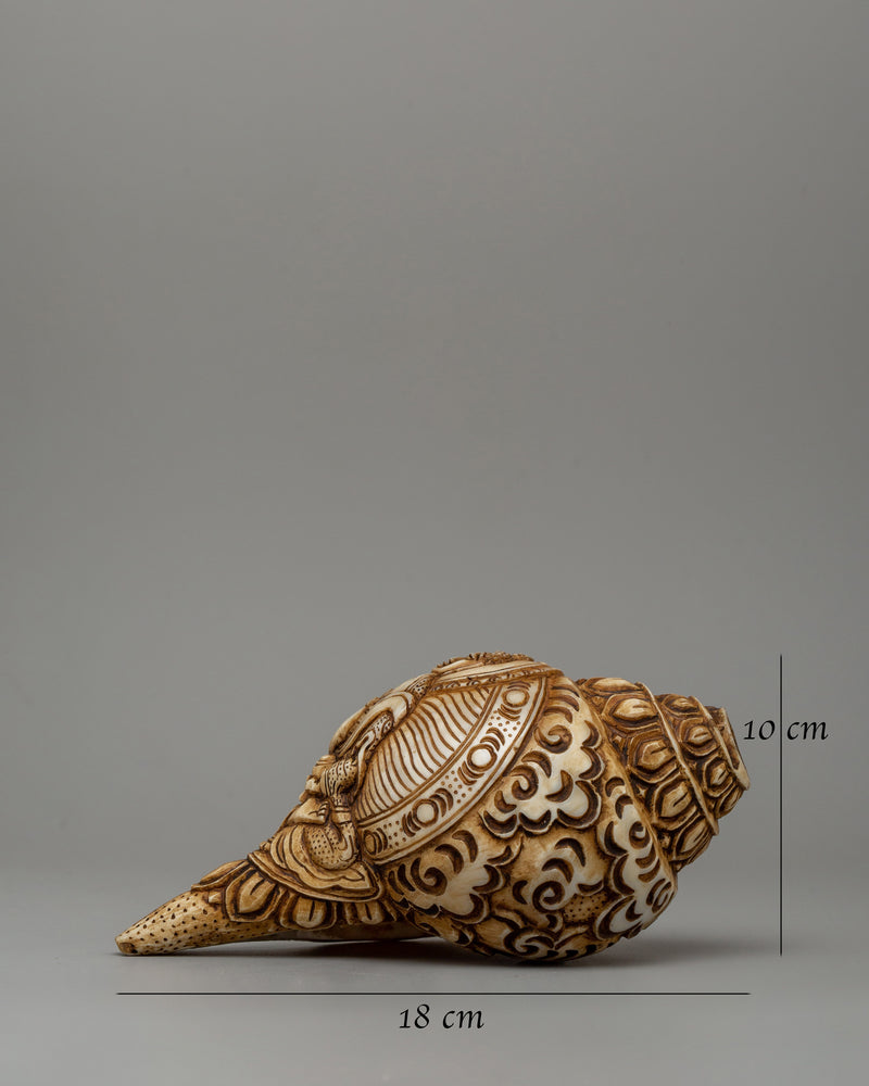 Conch Shell with Buddha Carvings | A Sacred Ritual Artifact