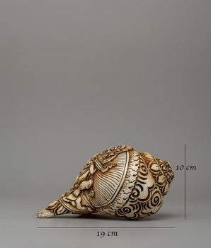 Conch Shell with Shakya Mahakala Carvings | A Powerful Ritual Artifact