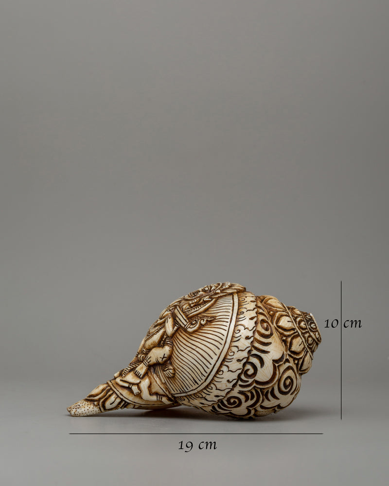 Conch Shell with Shakya Mahakala Carvings | A Powerful Ritual Artifact