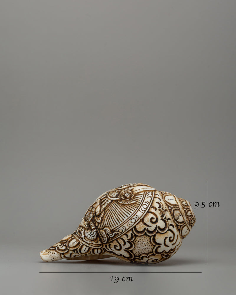 Conch Shell with White Tara Carvings | A Divine Ritual Artifact