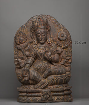 Goddess of Compassion Green Tara | Traditional Wood Artwork