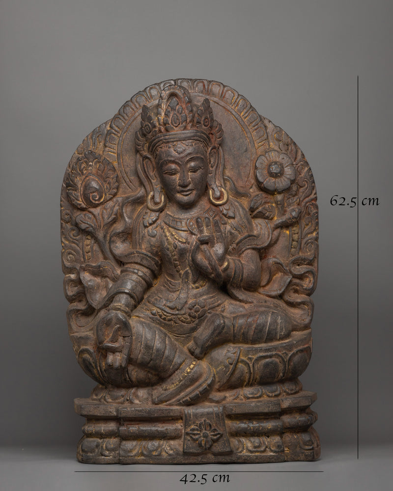 Goddess of Compassion Green Tara | Traditional Wood Artwork