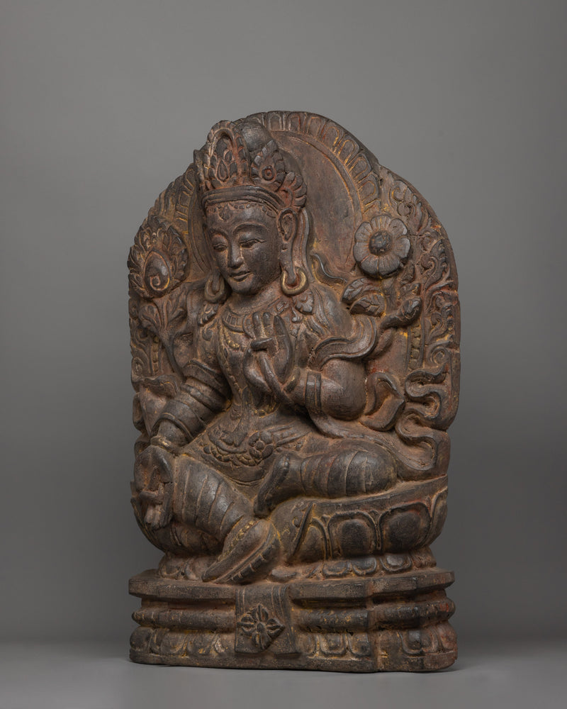 Goddess of Compassion Green Tara | Traditional Wood Artwork