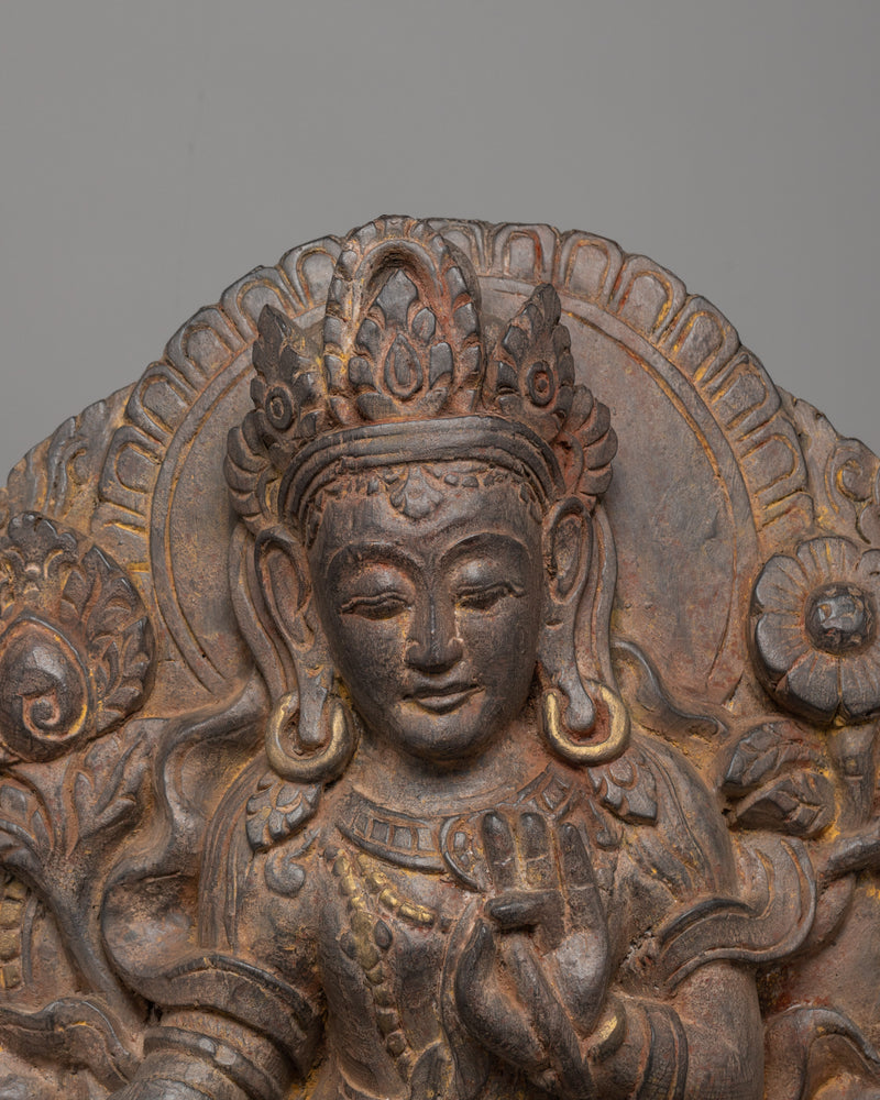 Goddess of Compassion Green Tara | Traditional Wood Artwork