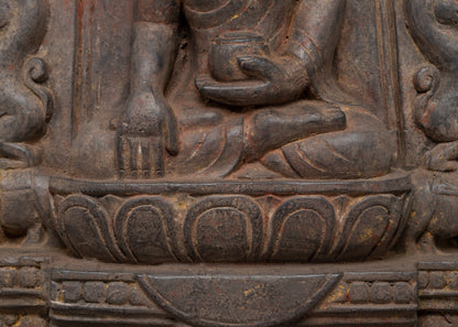 Shakyamuni Buddha with Kirtimukha Carved in Halo | A Symbol of Protection