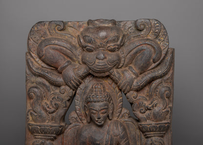 Shakyamuni Buddha with Kirtimukha Carved in Halo | A Symbol of Protection