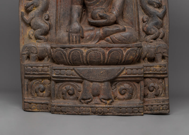 Shakyamuni Buddha with Kirtimukha Carved in Halo | A Symbol of Protection