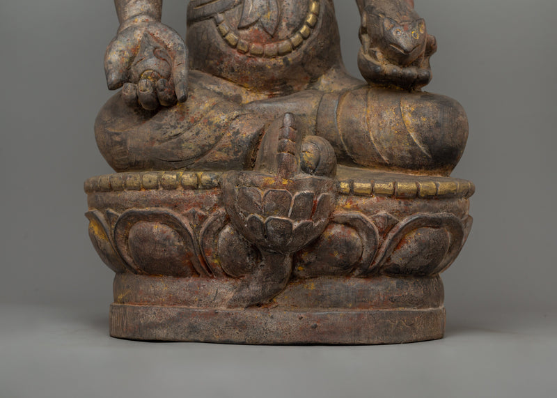 Dzambhala Seated on a Lotus Base | The Buddhist Deity of Wealth