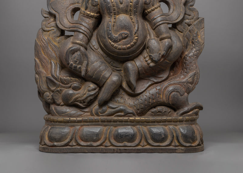 Wood Carved White Dzambala | The Buddhist Deity of Wealth