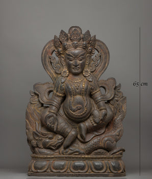Wood Carved White Dzambala | The Buddhist Deity of Wealth