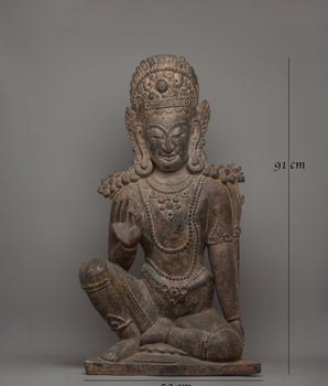 Handcarved Wooden Lokeshwor Statue | Divine Buddhist Protector