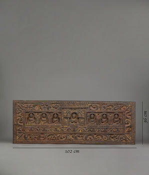 A Carved Wooden Sutra Cover | 102cm Tibetan Scripture Holder