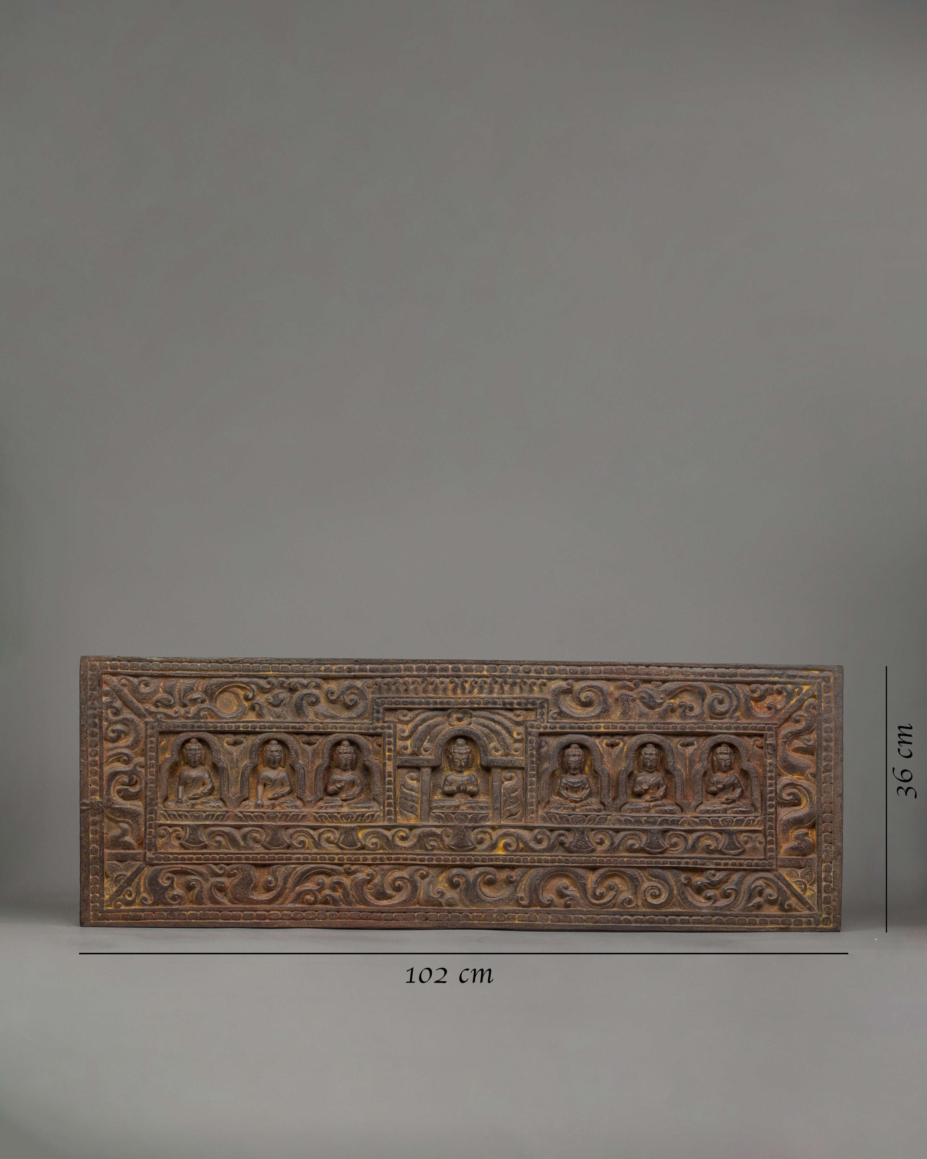 A Carved Wooden Sutra Cover | 102cm Tibetan Scripture Holder