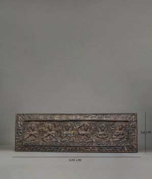 Carved Wooden Sutra Cover | Traditional Art