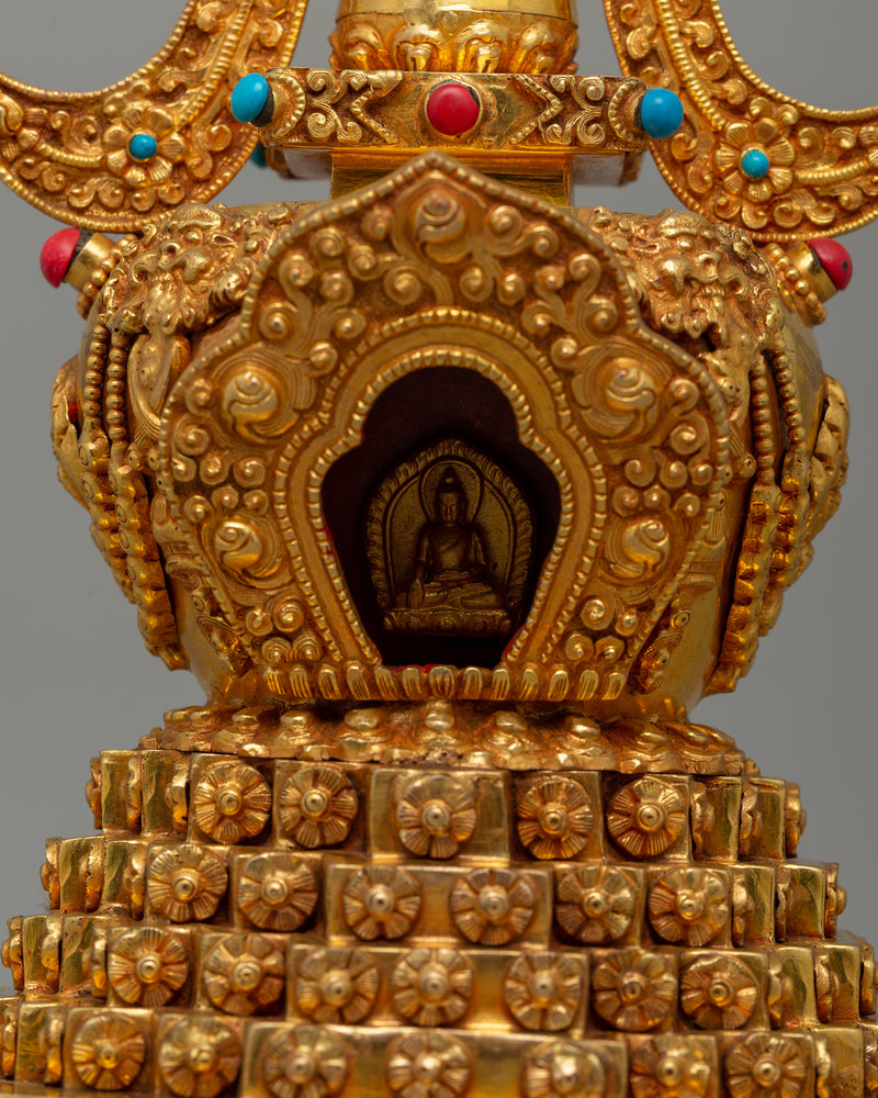 Buddhist Lotus Blossom Stupa | Buddhist Artifact for Meditation and Devotion