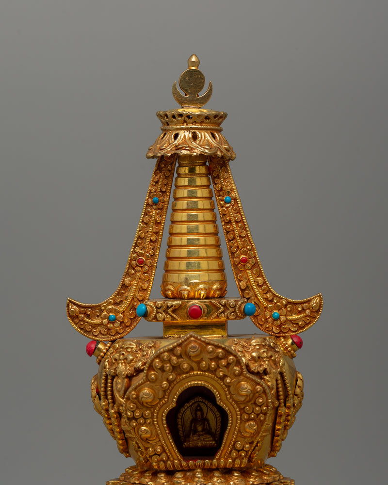 Buddhist Lotus Blossom Stupa | Buddhist Artifact for Meditation and Devotion