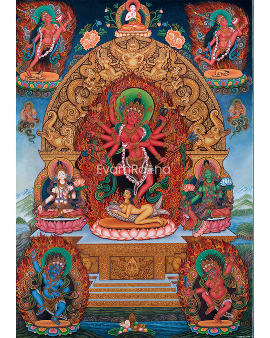 Sacred Presence Dakini Thangka Print | Beautiful Wall Decor of Dakini | Traditional Artwork