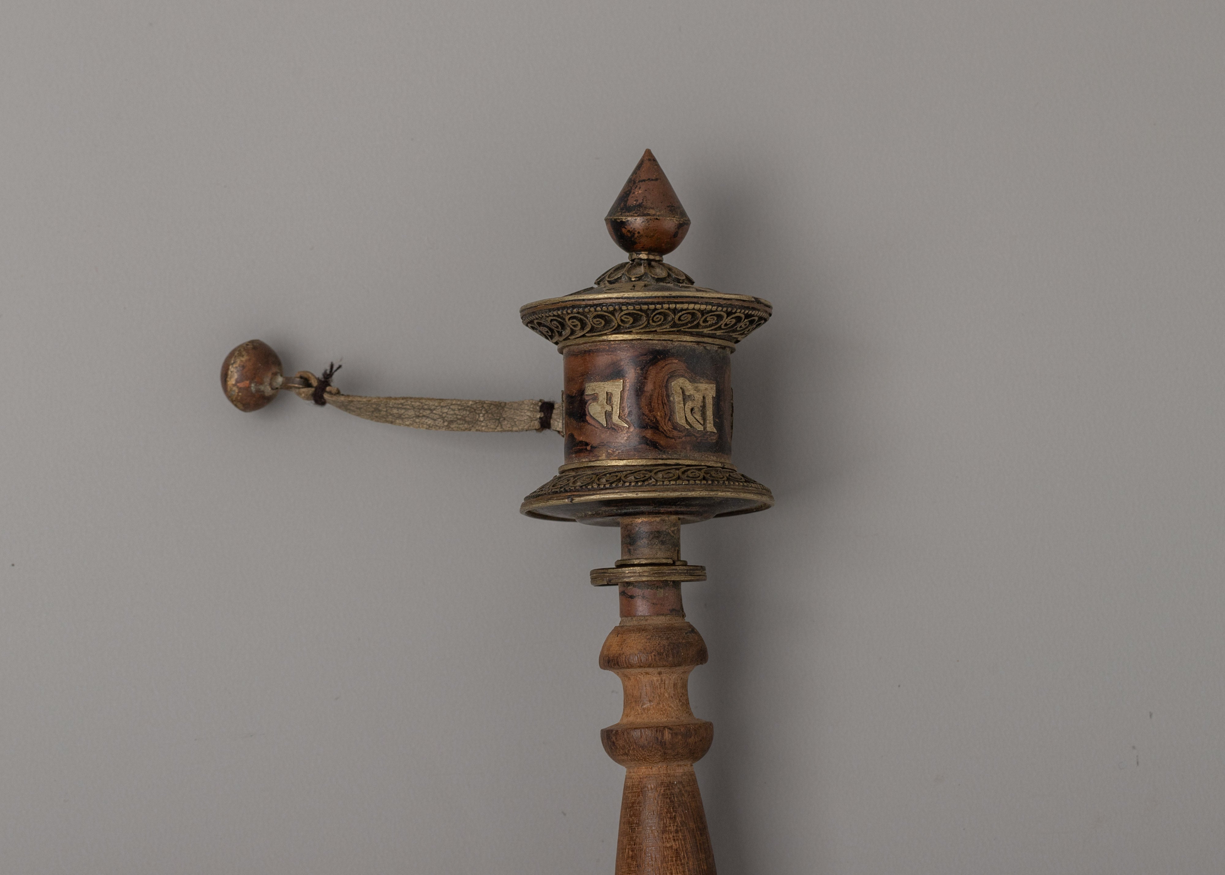 Traditional Tibetan Mani Prayer Wheel | Handcrafted Wooden Ritual Object