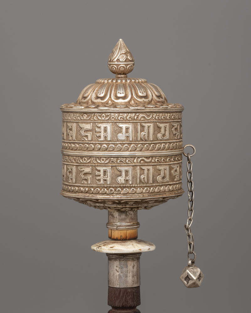 Silver Prayer Wheel | A Sacred Tool for Prayer