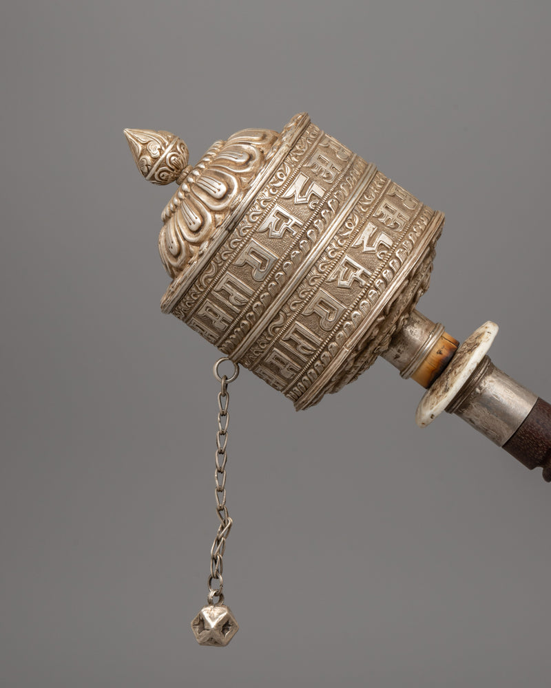 Silver Prayer Wheel | A Sacred Tool for Prayer