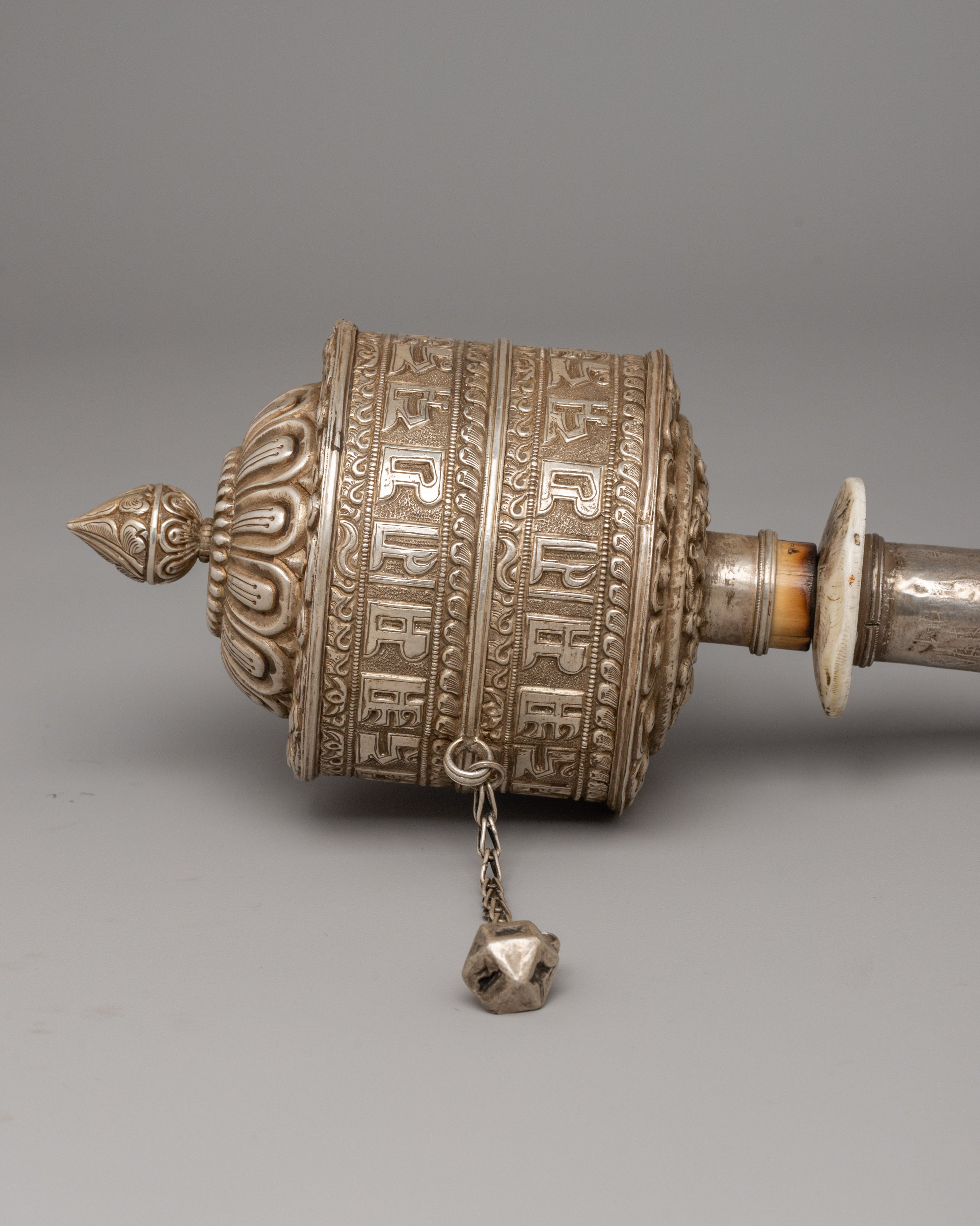 Silver Prayer Wheel | A Sacred Tool for Prayer