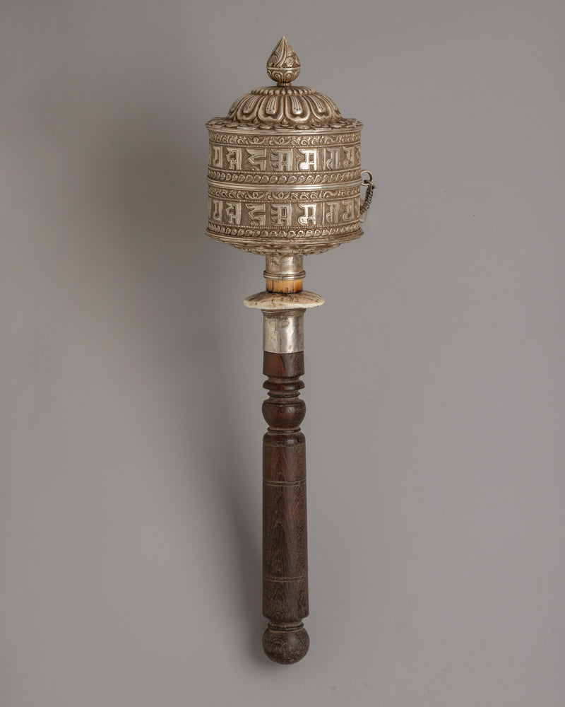 Silver Prayer Wheel | A Sacred Tool for Prayer