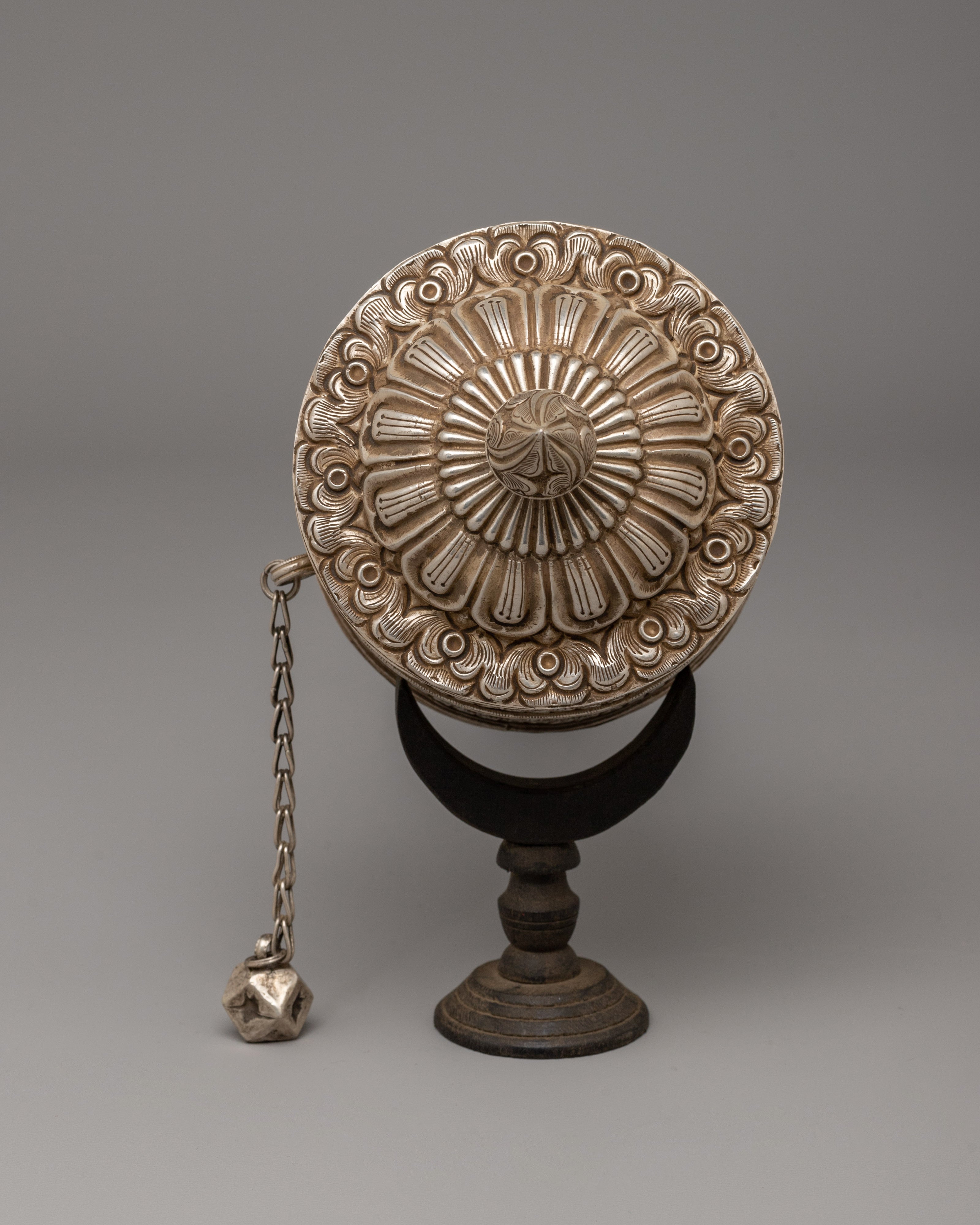 Silver Prayer Wheel | A Sacred Tool for Prayer