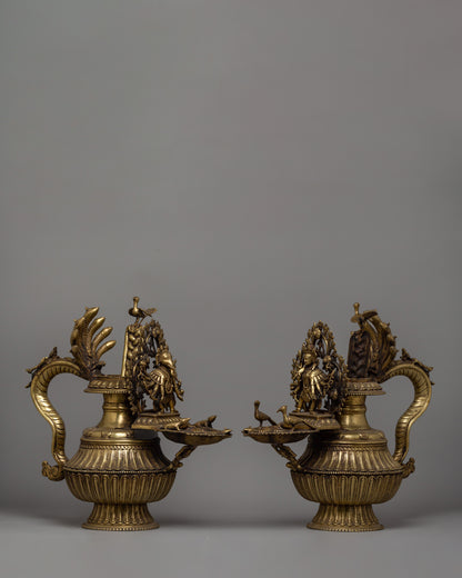 Brass Sukunda Set | A Sacred Nepalese Oil Lamp