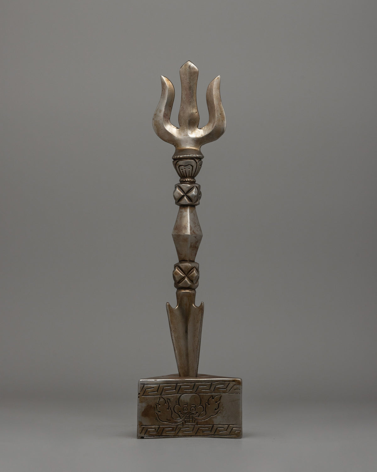 Vajrayana Trishul Phurba Ritual Stand | Tibetan Buddhist Iron Tool