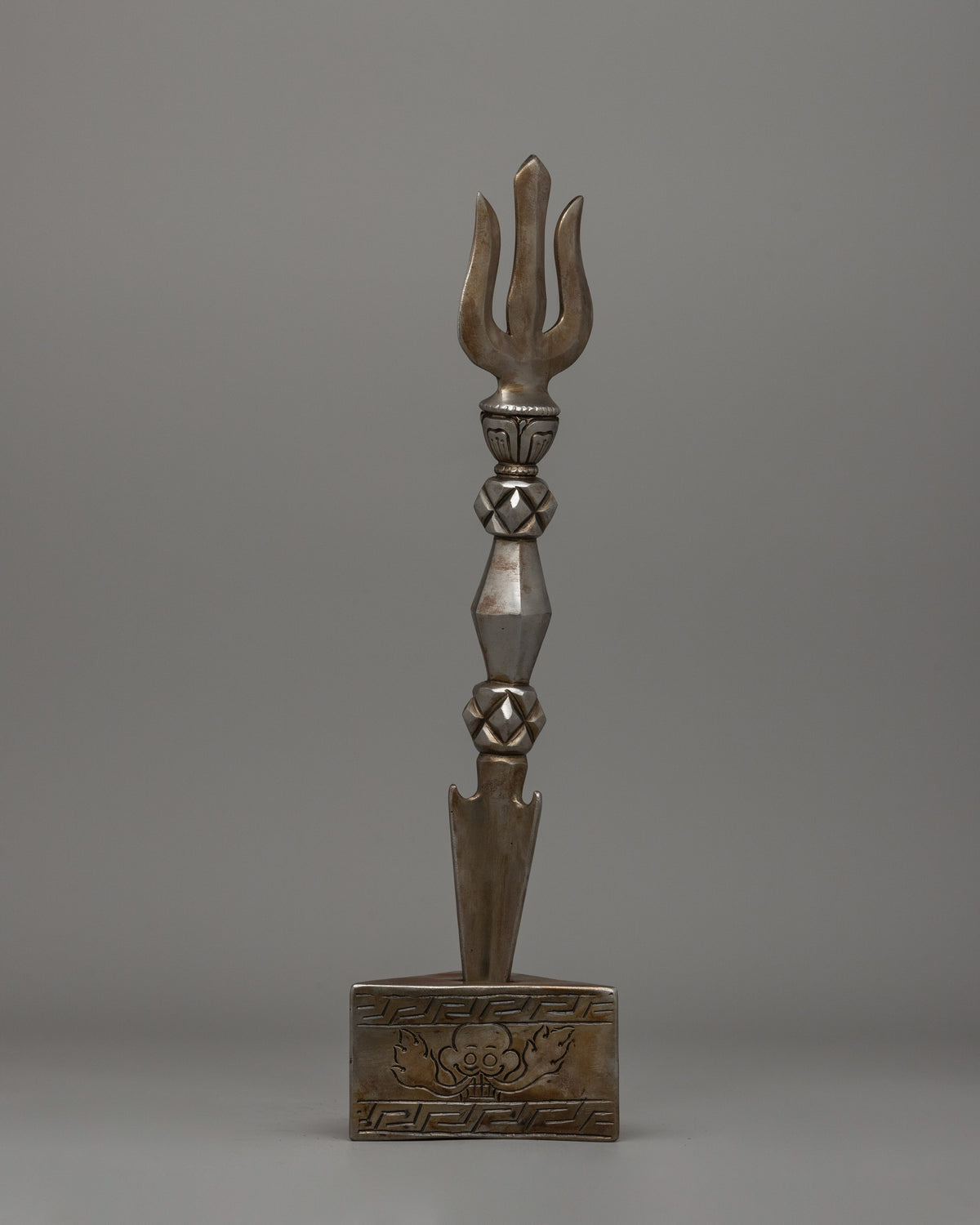Vajrayana Trishul Phurba Ritual Stand | Tibetan Buddhist Iron Tool